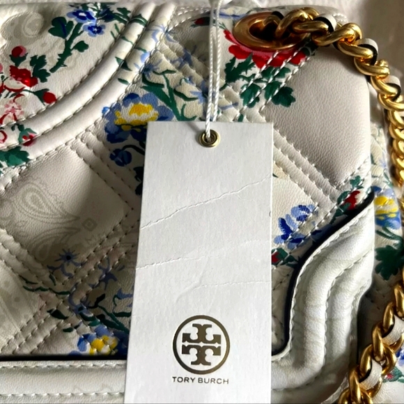 NWT ~Tory Burch Fleming Soft Convertible Shoulder Bag French Paisley Floral - Picture 12 of 12